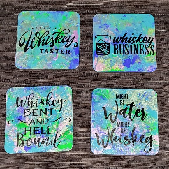 Tie-Dye | Whiskey | Coasters | Handmade | Pack of 4 - Picture 1 of 1